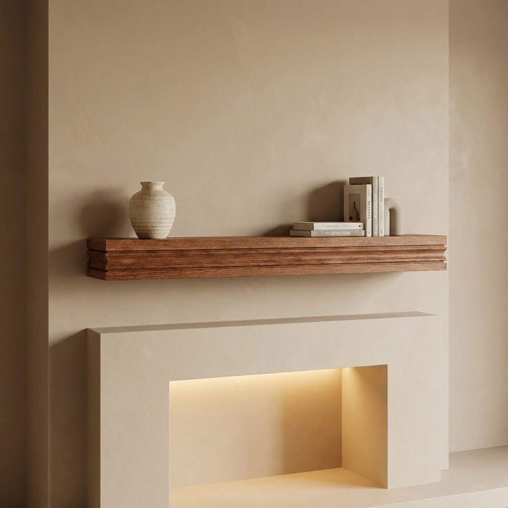Solid Wood Floating Shelf – Handcrafted Chunky Wall Shelf with Architectural Profile
