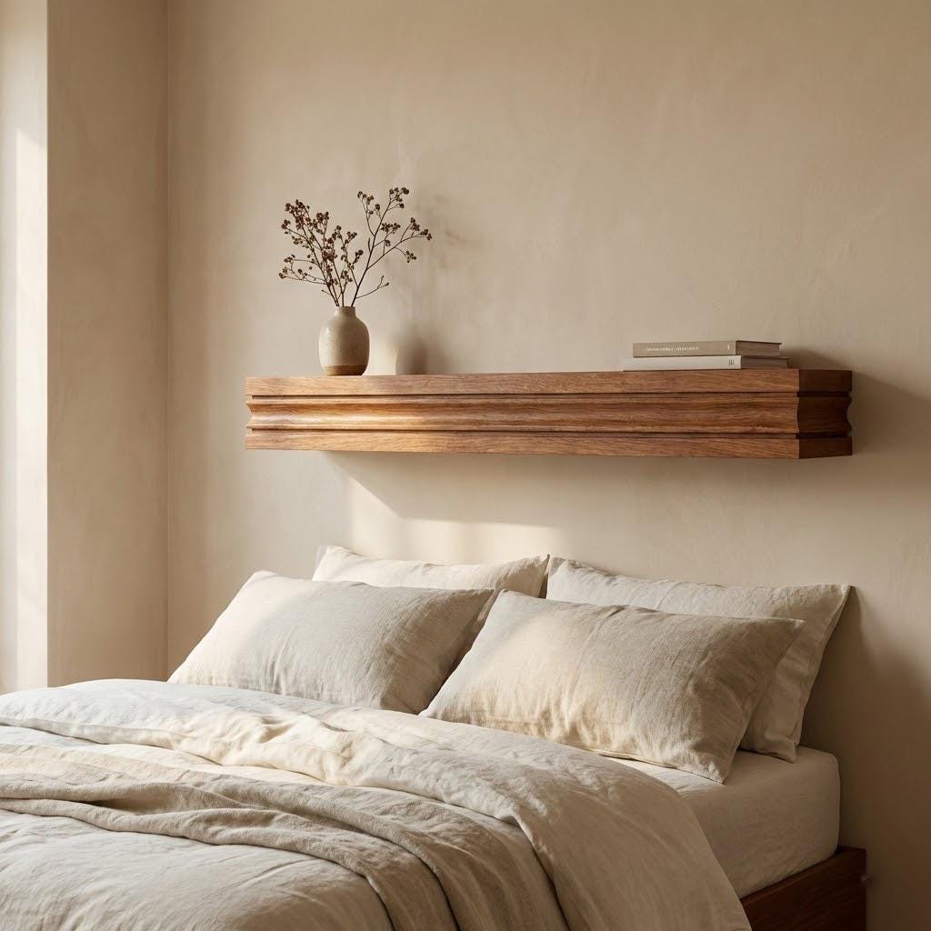 Solid Wood Floating Shelf – Handcrafted Chunky Wall Shelf with Architectural Profile 4