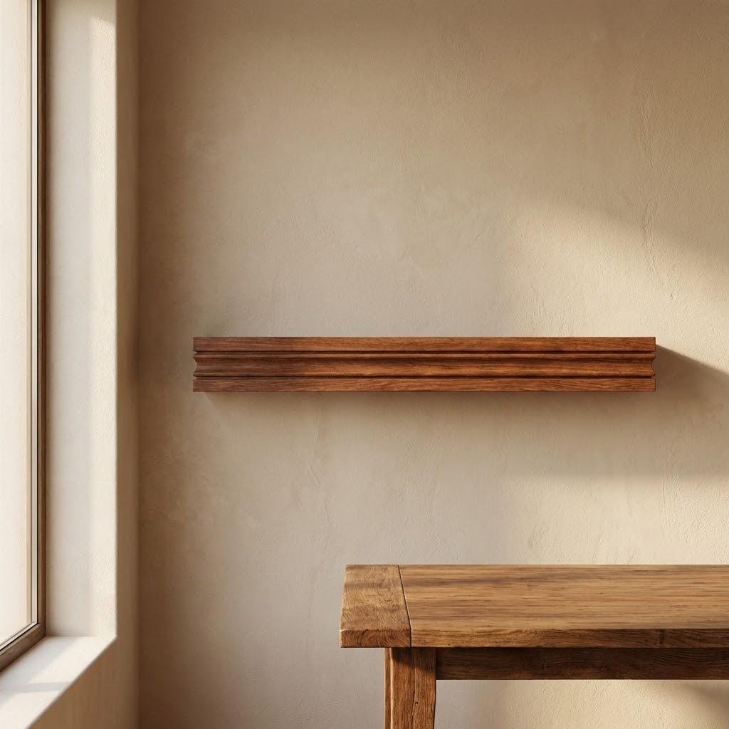 Solid Wood Floating Shelf – Handcrafted Chunky Wall Shelf with Architectural Profile 5