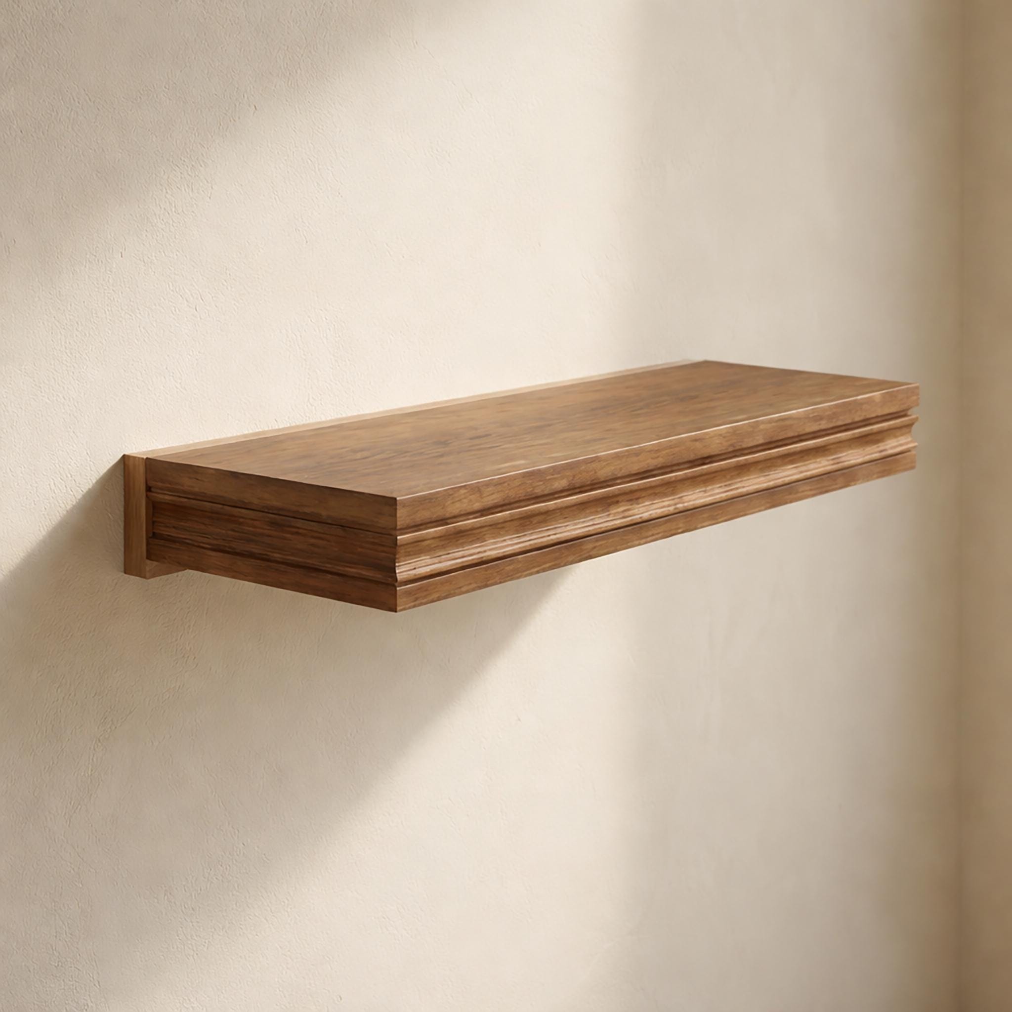 Solid Wood Floating Shelf – Handcrafted Chunky Wall Shelf with Architectural Profile 6