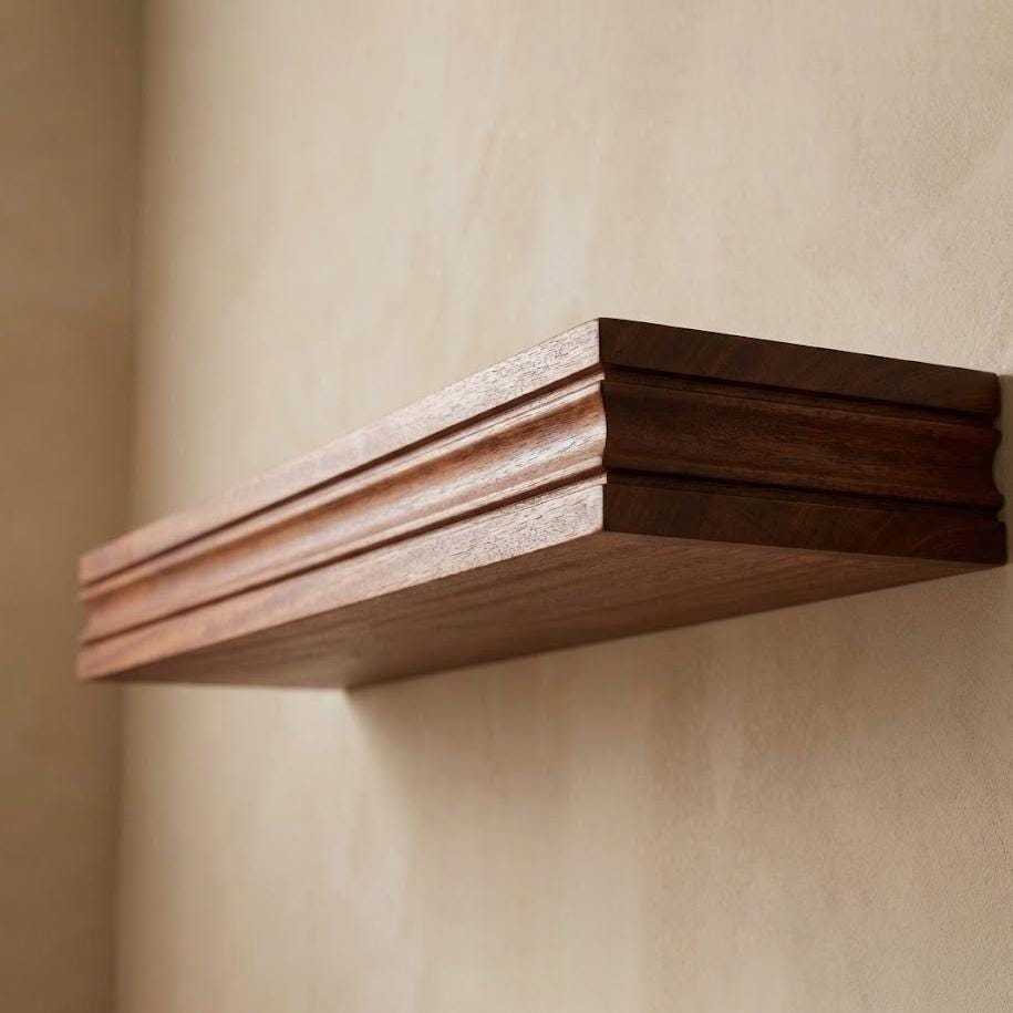 Solid Wood Floating Shelf – Handcrafted Chunky Wall Shelf with Architectural Profile 7