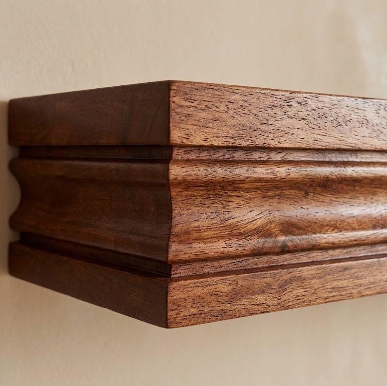 Solid Wood Floating Shelf – Handcrafted Chunky Wall Shelf with Architectural Profile 8