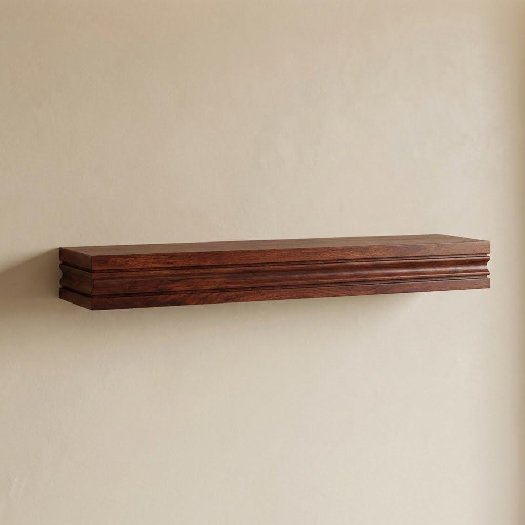 Solid Wood Floating Shelf – Handcrafted Chunky Wall Shelf with Architectural Profile 9