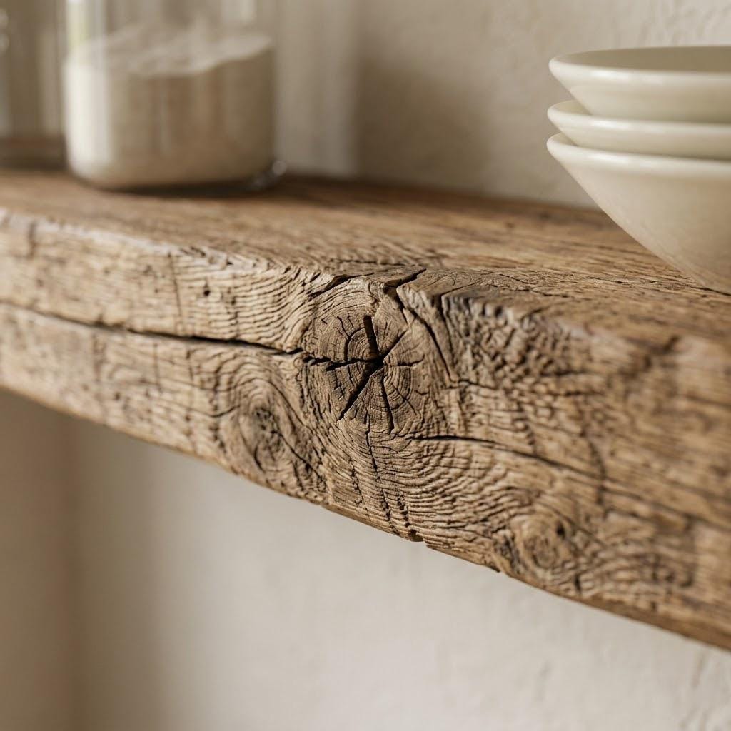 Reclaimed Wood Floating Shelves, Farmhouse Kitchen Set of 3, Rustic Barn Shelving, Custom Length 4