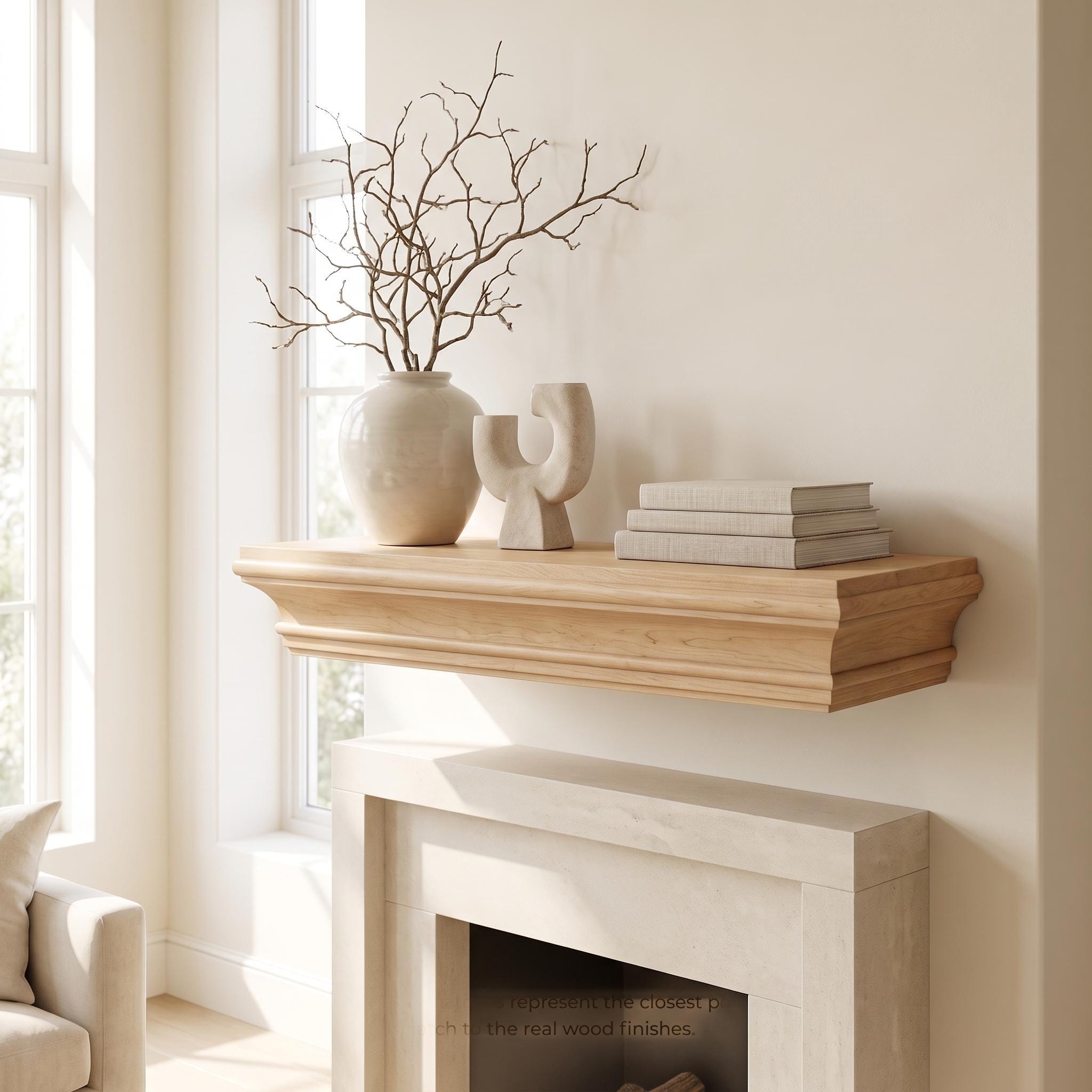Fireplace Mantel Shelf, Floating Wood Wall Decor, Rustic Custom Length, Hidden French Cleat, Handmade