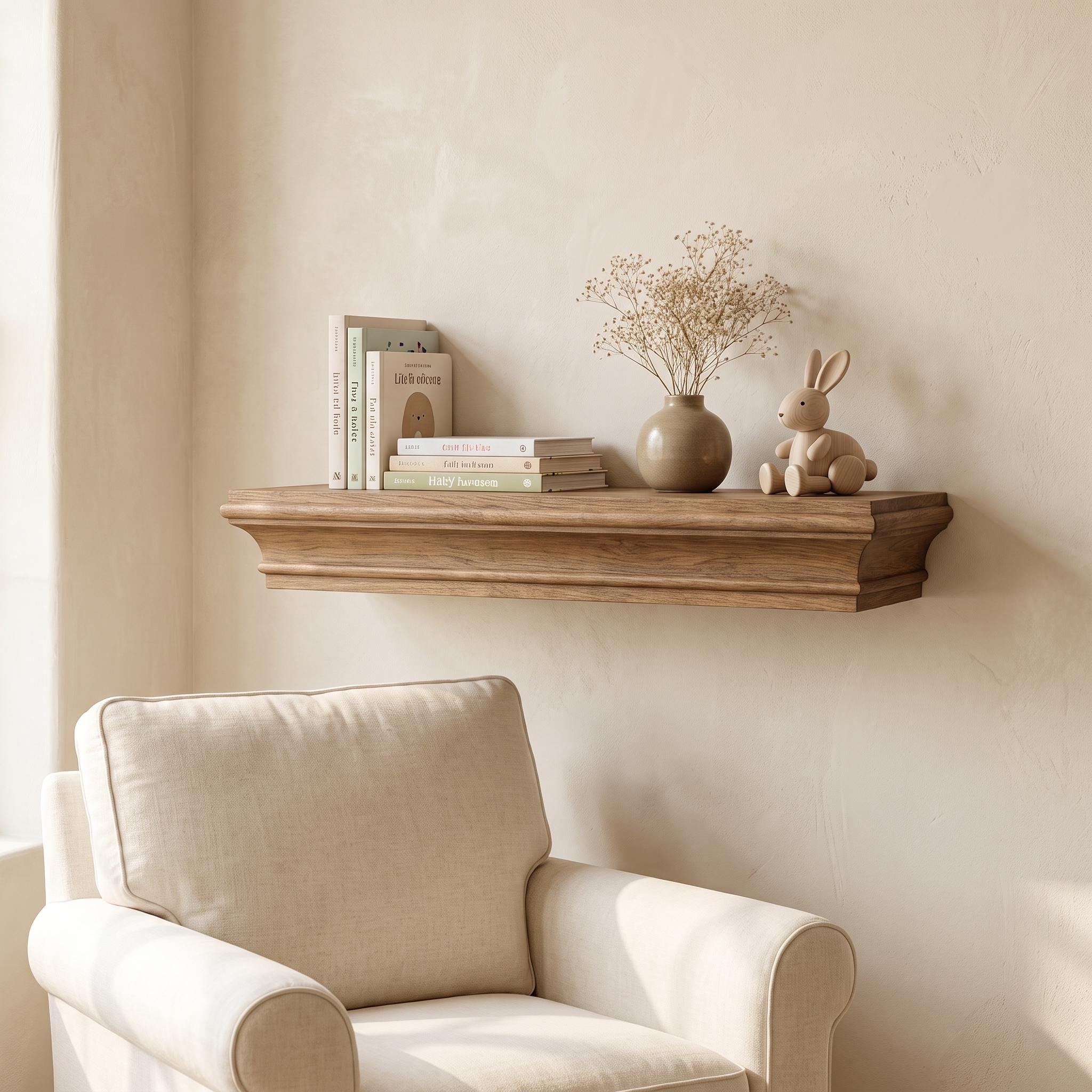 Fireplace Mantel Shelf, Floating Wood Wall Decor, Rustic Custom Length, Hidden French Cleat, Handmade