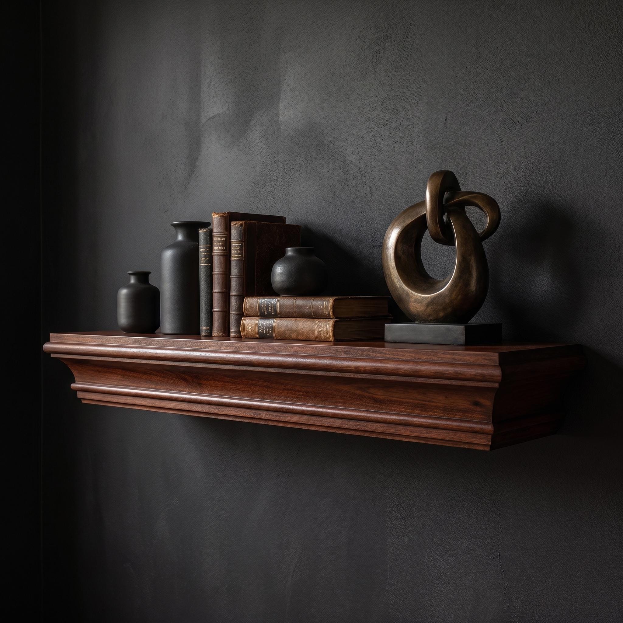 Fireplace Mantel Shelf, Floating Wood Wall Decor, Rustic Custom Length, Hidden French Cleat, Handmade 5