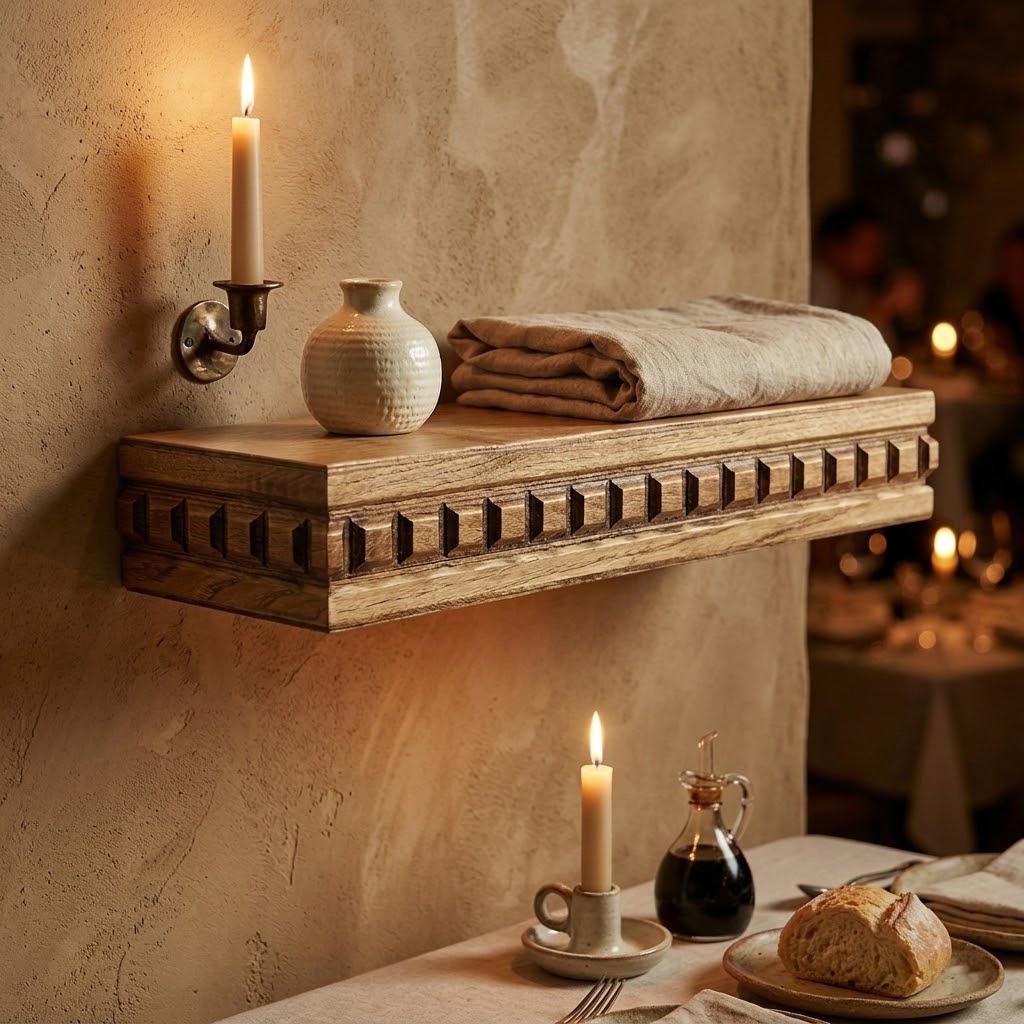 Carved Wood Floating Shelf | Rustic Farmhouse Wall Decor, Decorative Box Shelf 6