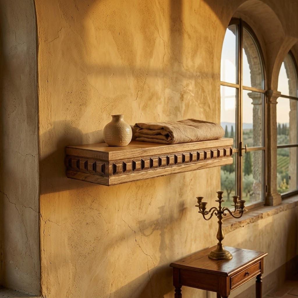 Carved Wood Floating Shelf | Rustic Farmhouse Wall Decor, Decorative Box Shelf 9