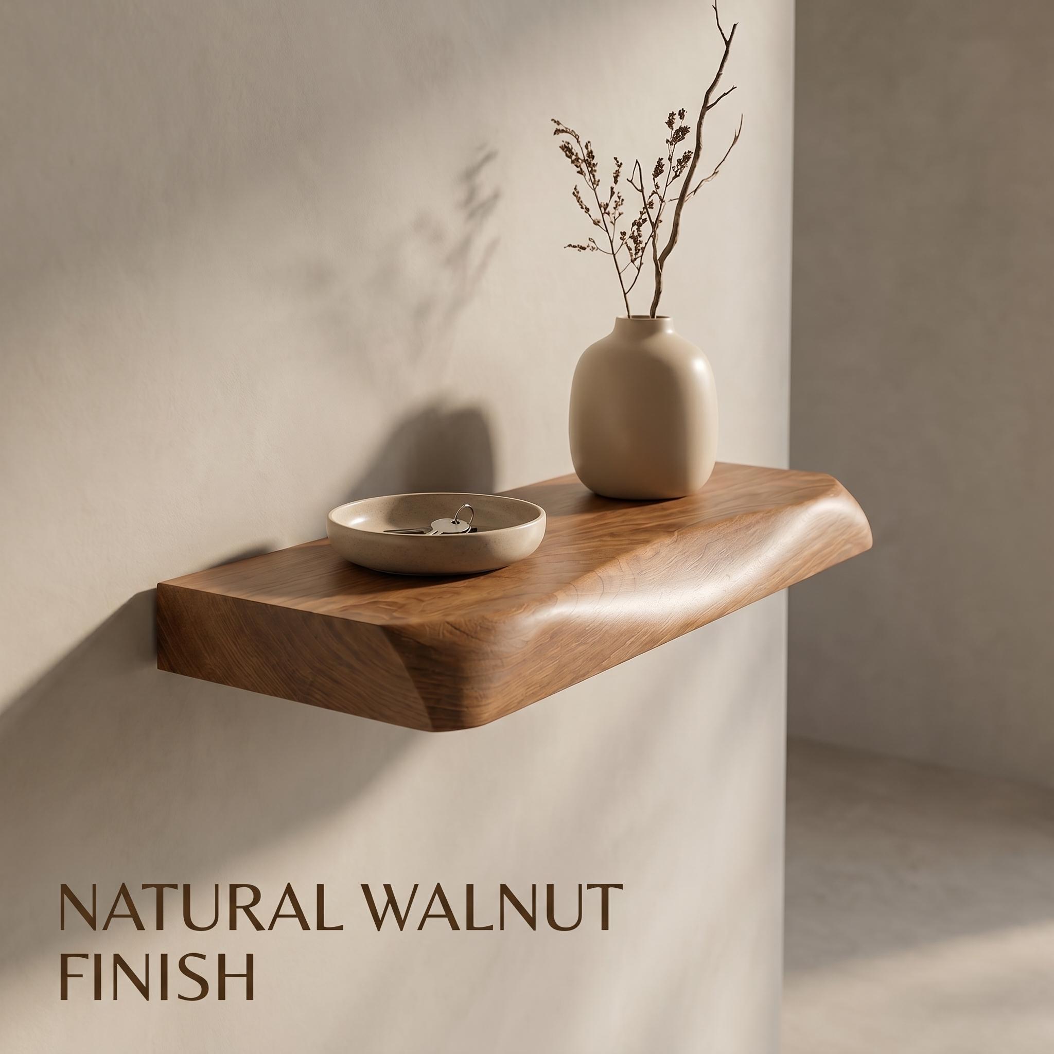 Dark Walnut Floating Shelf | Rounded Edge Modern Wood Wall Shelf 4