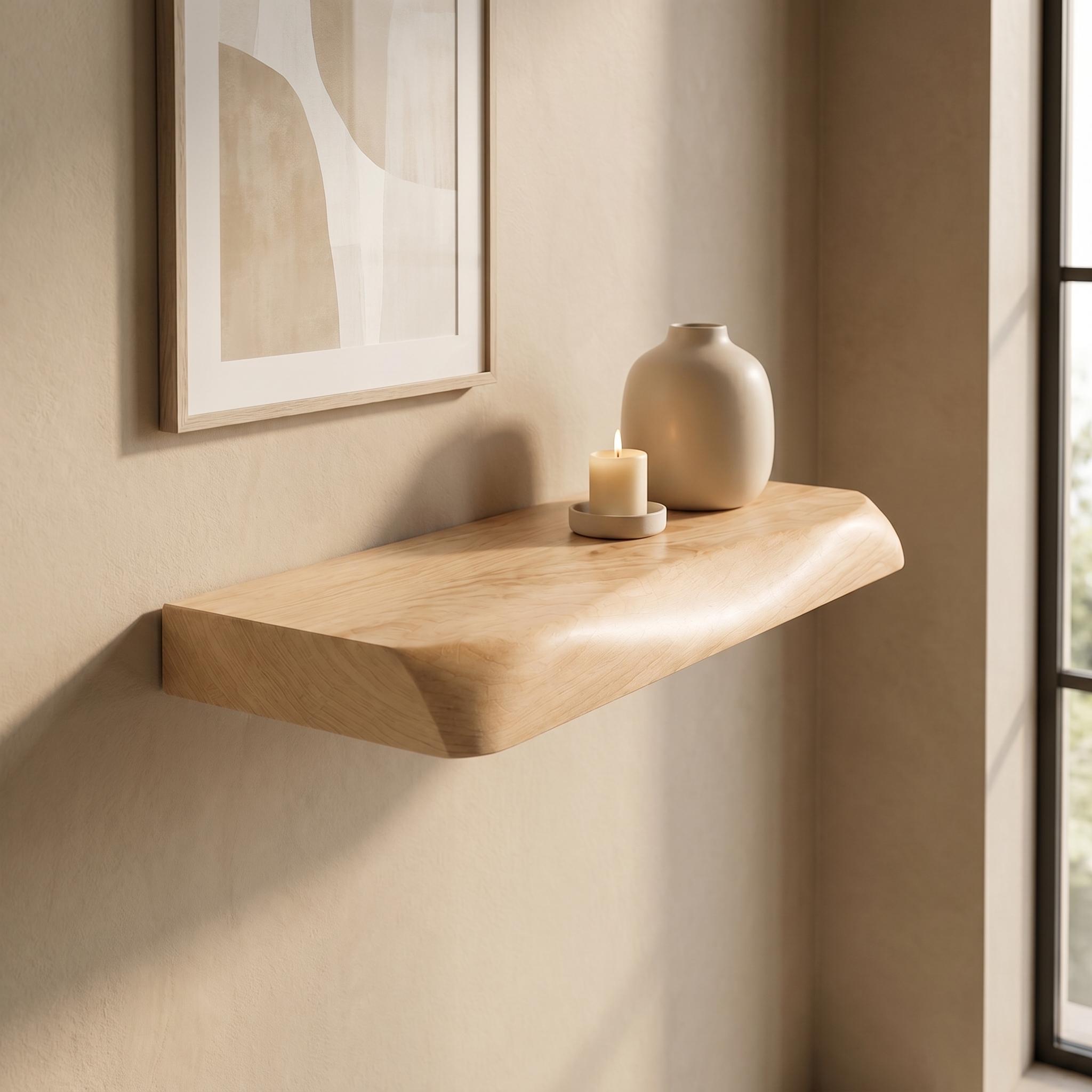 Dark Walnut Floating Shelf | Rounded Edge Modern Wood Wall Shelf 7