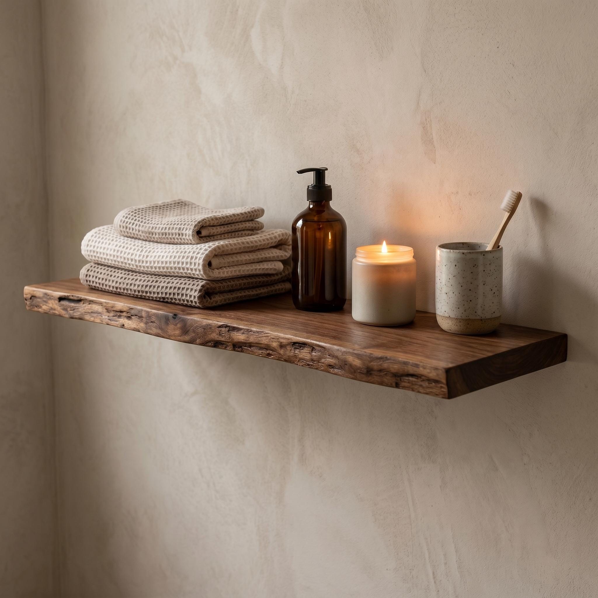 Walnut Live Edge Floating Shelf | Handmade Wood Wall Decor | Custom Size