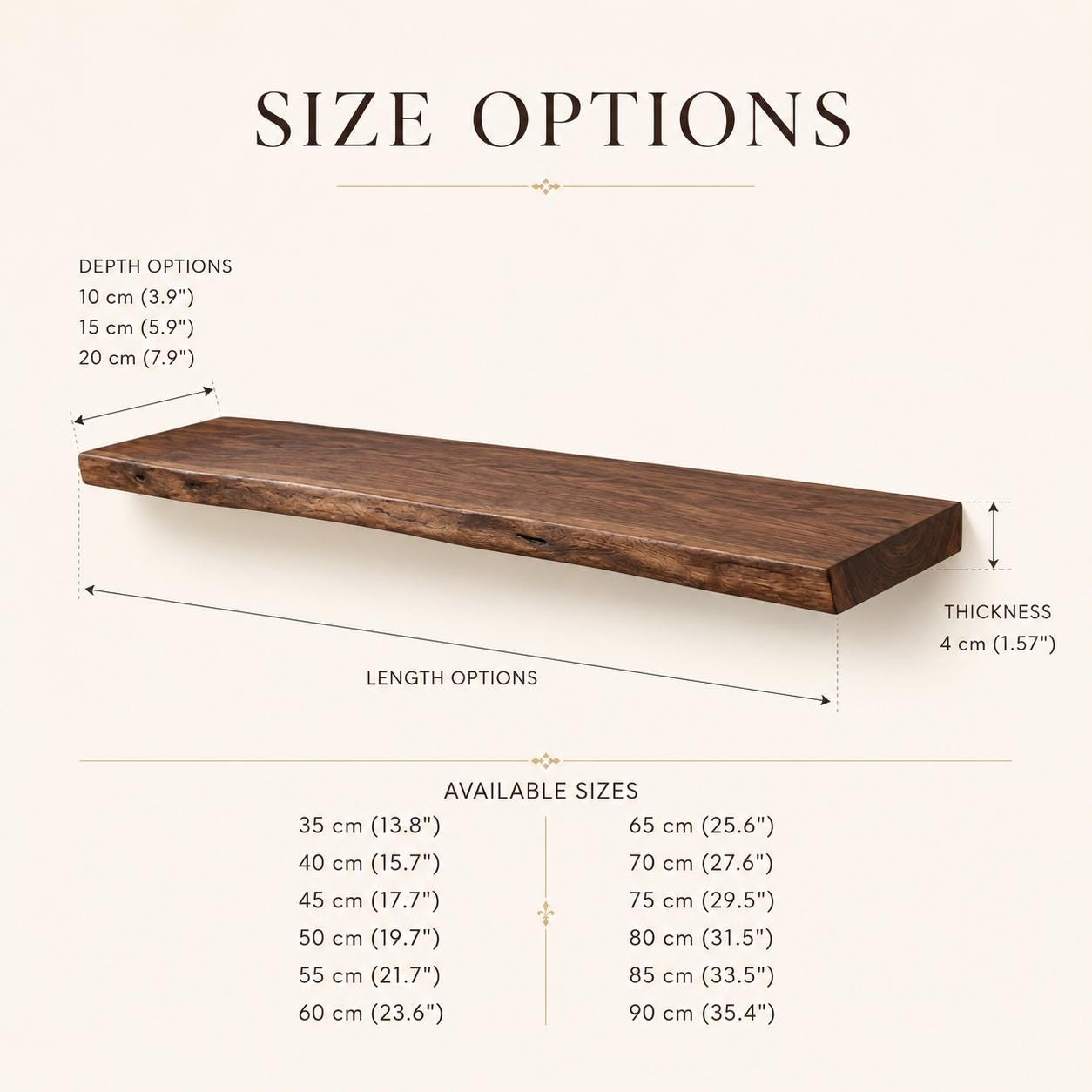 Walnut Live Edge Floating Shelf | Handmade Wood Wall Decor | Custom Size 6