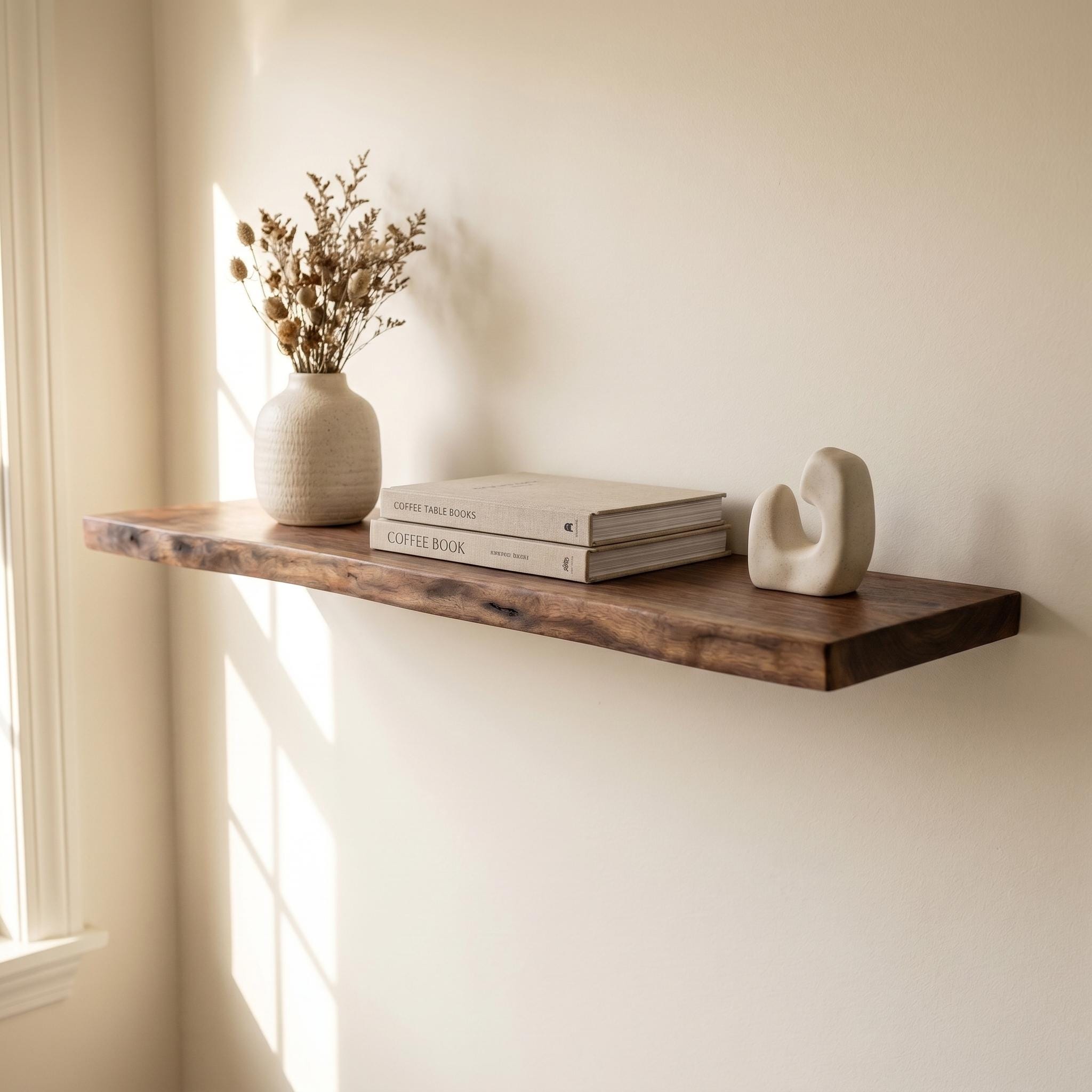 Walnut Live Edge Floating Shelf | Handmade Wood Wall Decor | Custom Size 7