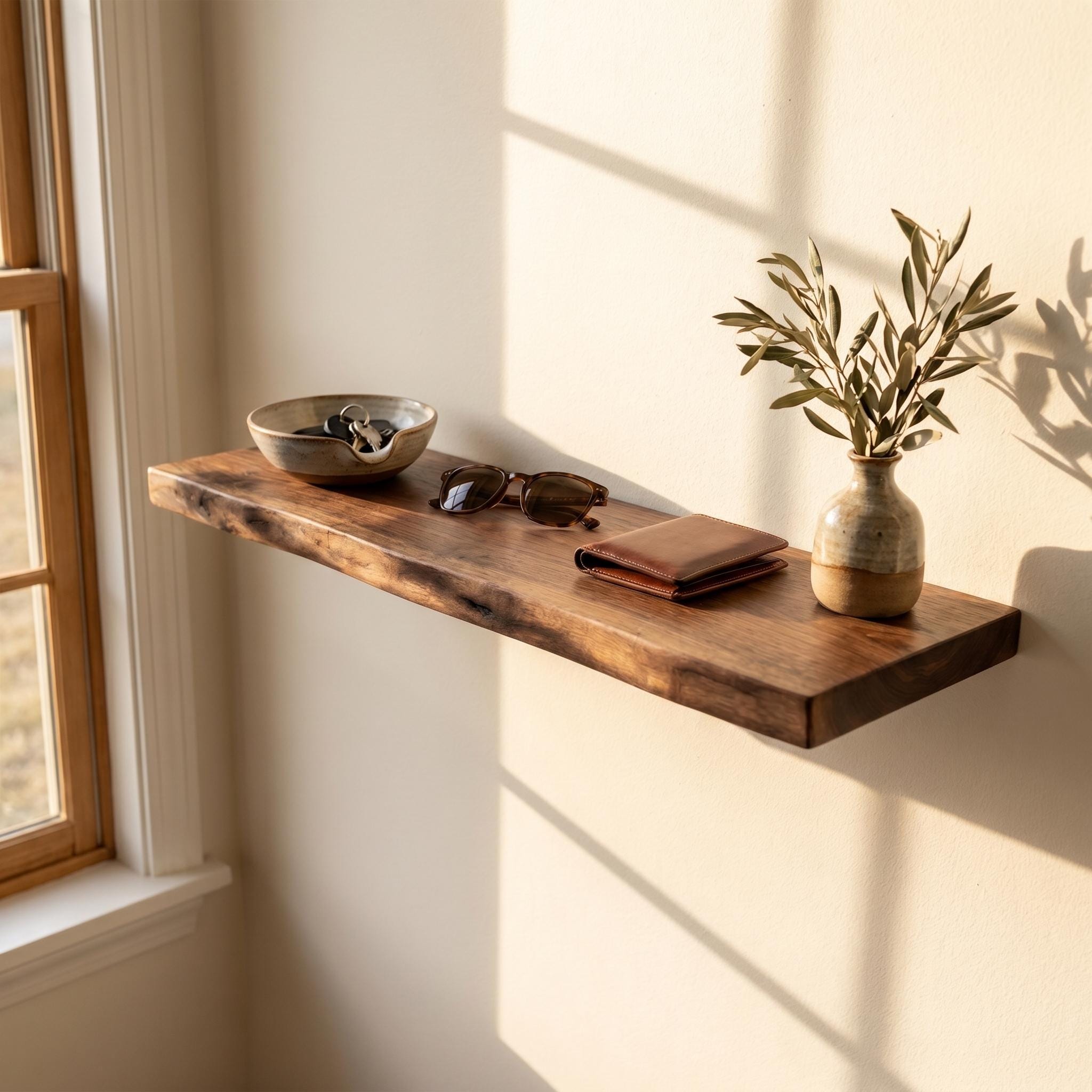 Walnut Live Edge Floating Shelf | Handmade Wood Wall Decor | Custom Size 8