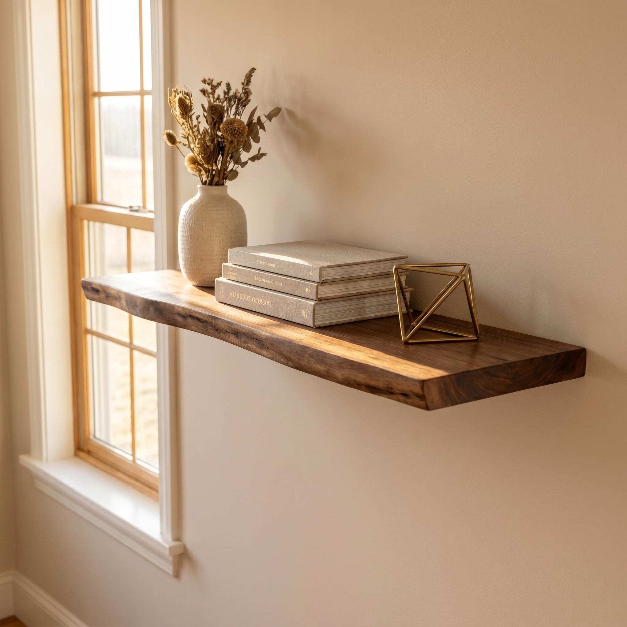 Walnut Live Edge Floating Shelf | Handmade Wood Wall Decor | Custom Size 9
