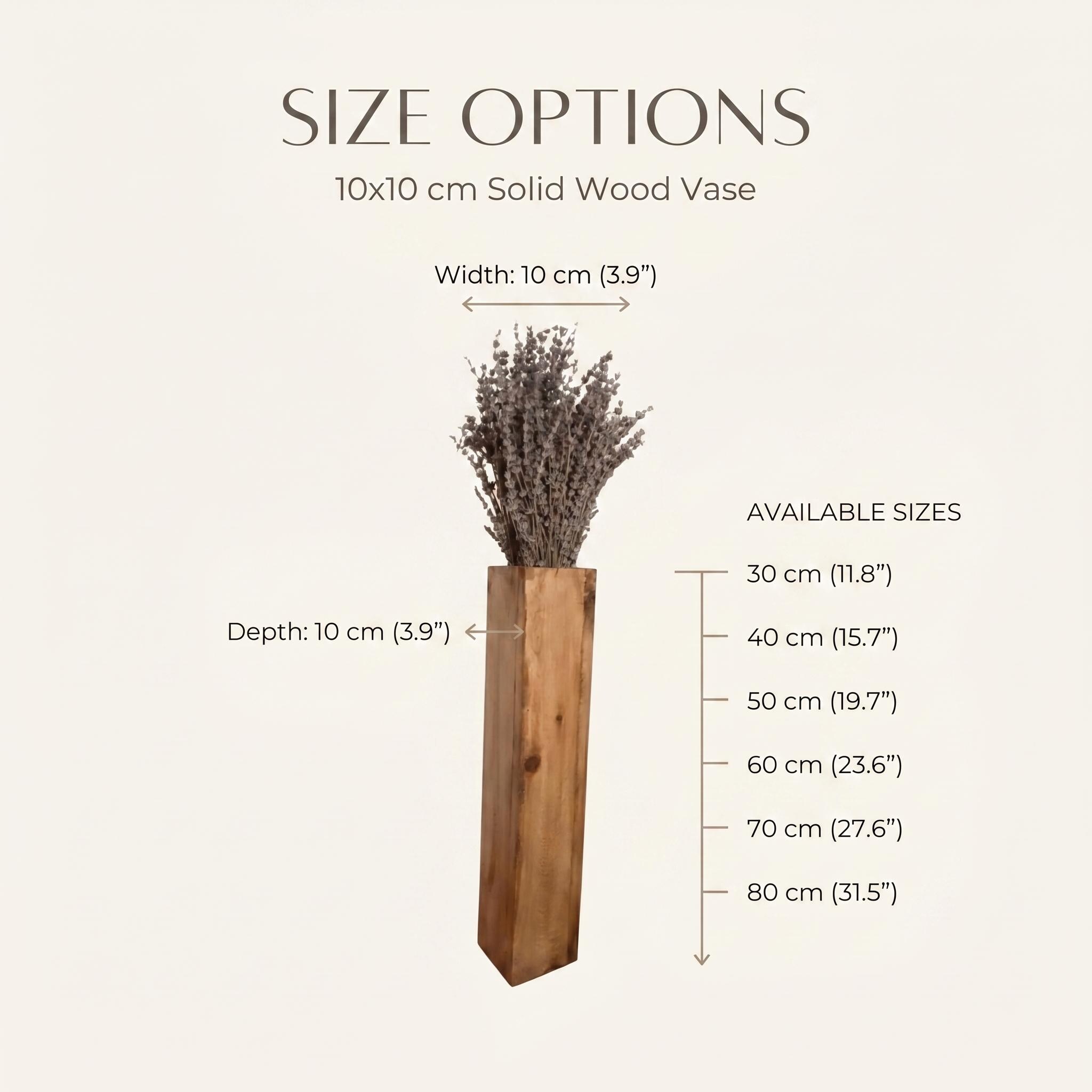 Wooden Floor Vase for Dried Flowers | Handmade Rustic Wood Block Decor