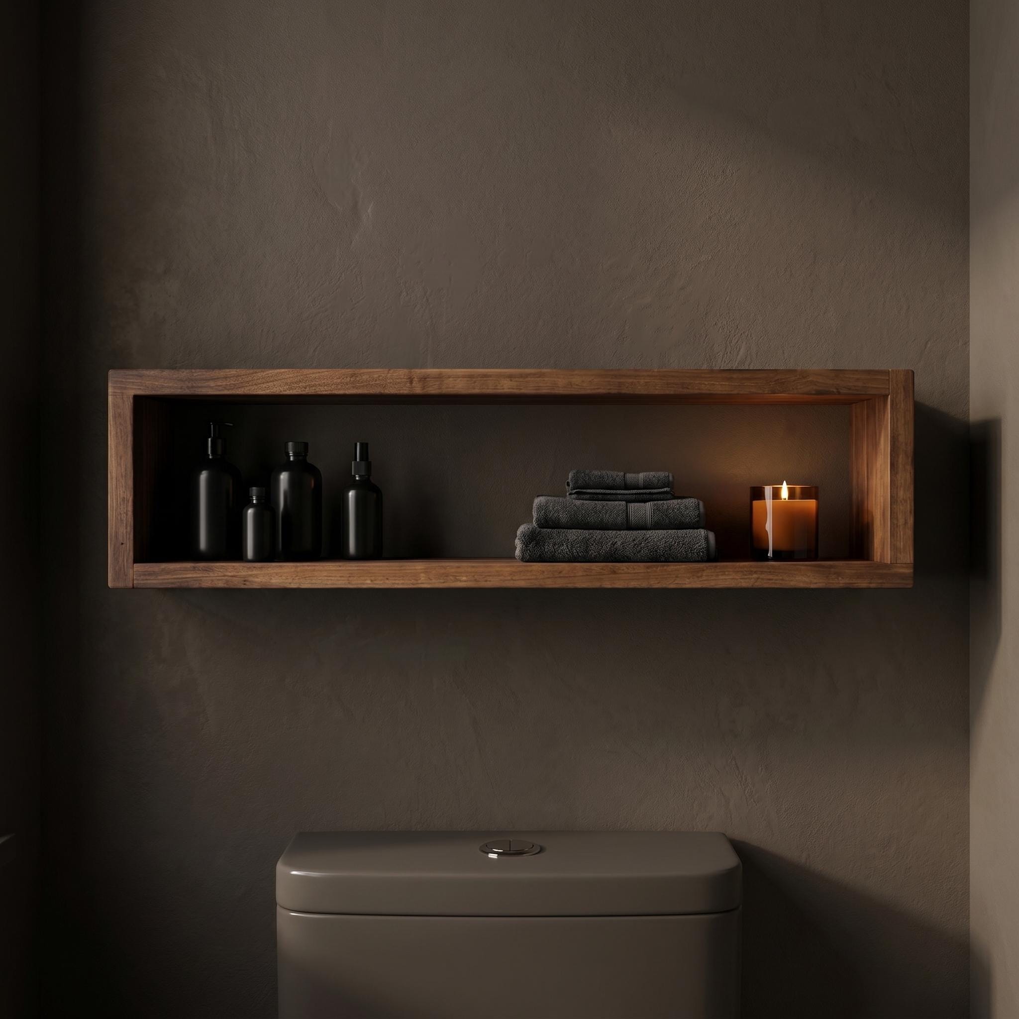Over the Toilet Storage, Wooden Bathroom Wall Shelf, Open Box Organizer, Rustic Farmhouse Decor 5