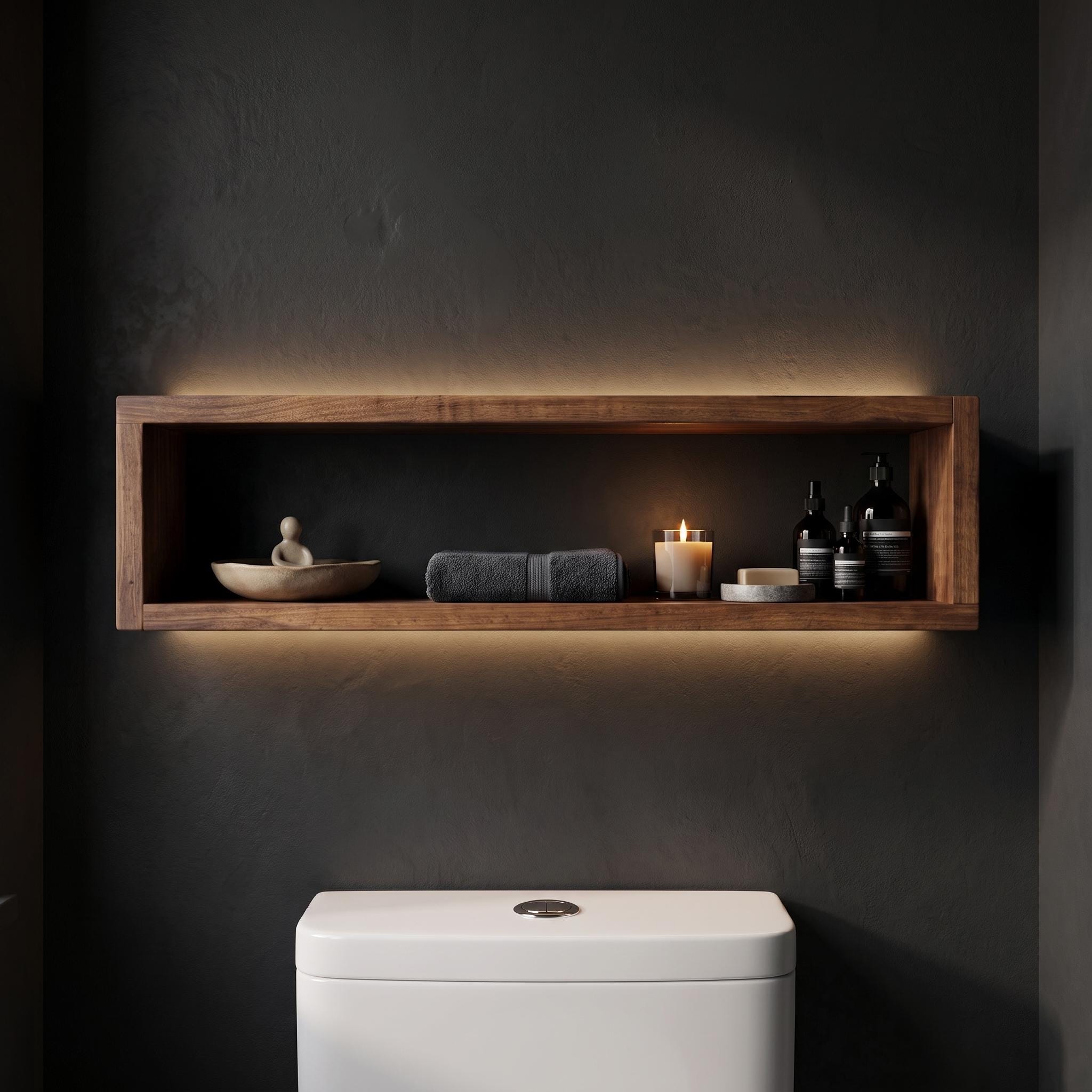 Over the Toilet Storage, Wooden Bathroom Wall Shelf, Open Box Organizer, Rustic Farmhouse Decor 7