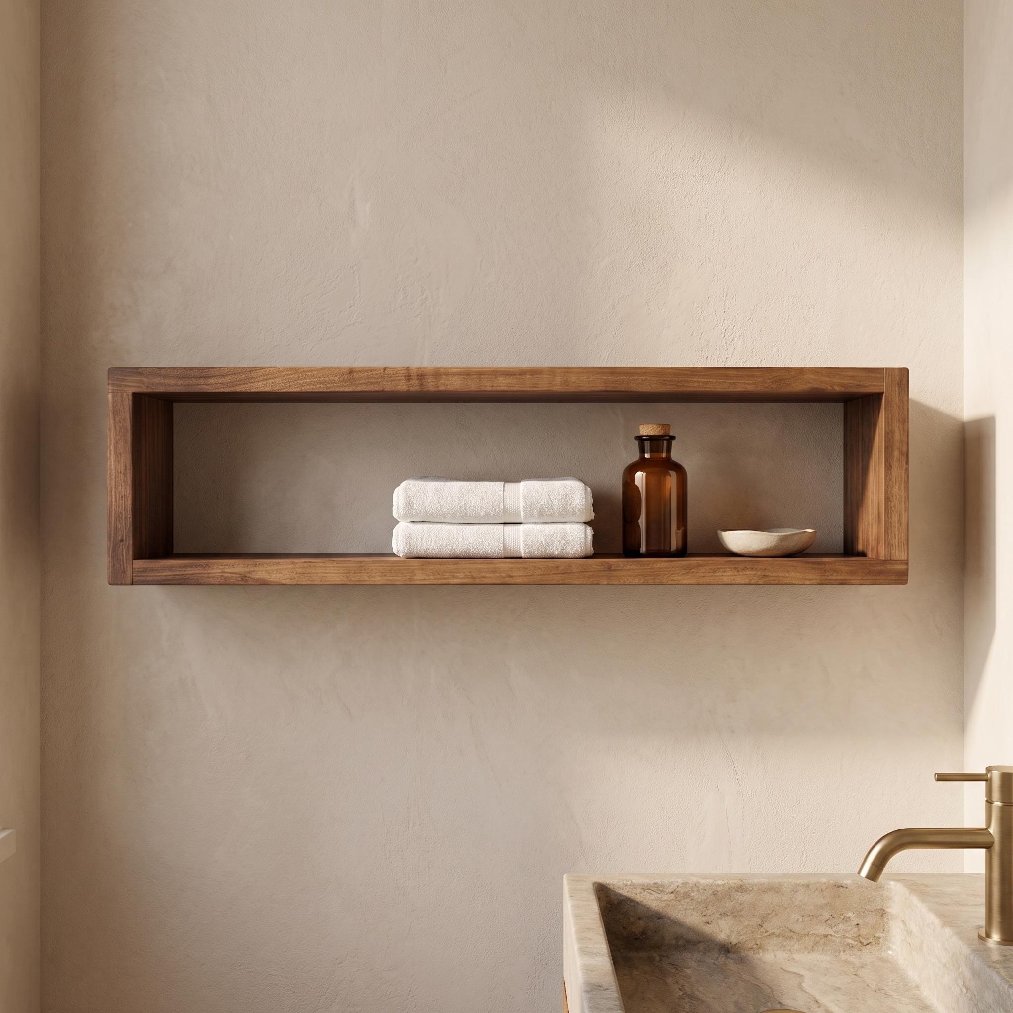 Over the Toilet Storage, Wooden Bathroom Wall Shelf, Open Box Organizer, Rustic Farmhouse Decor 9