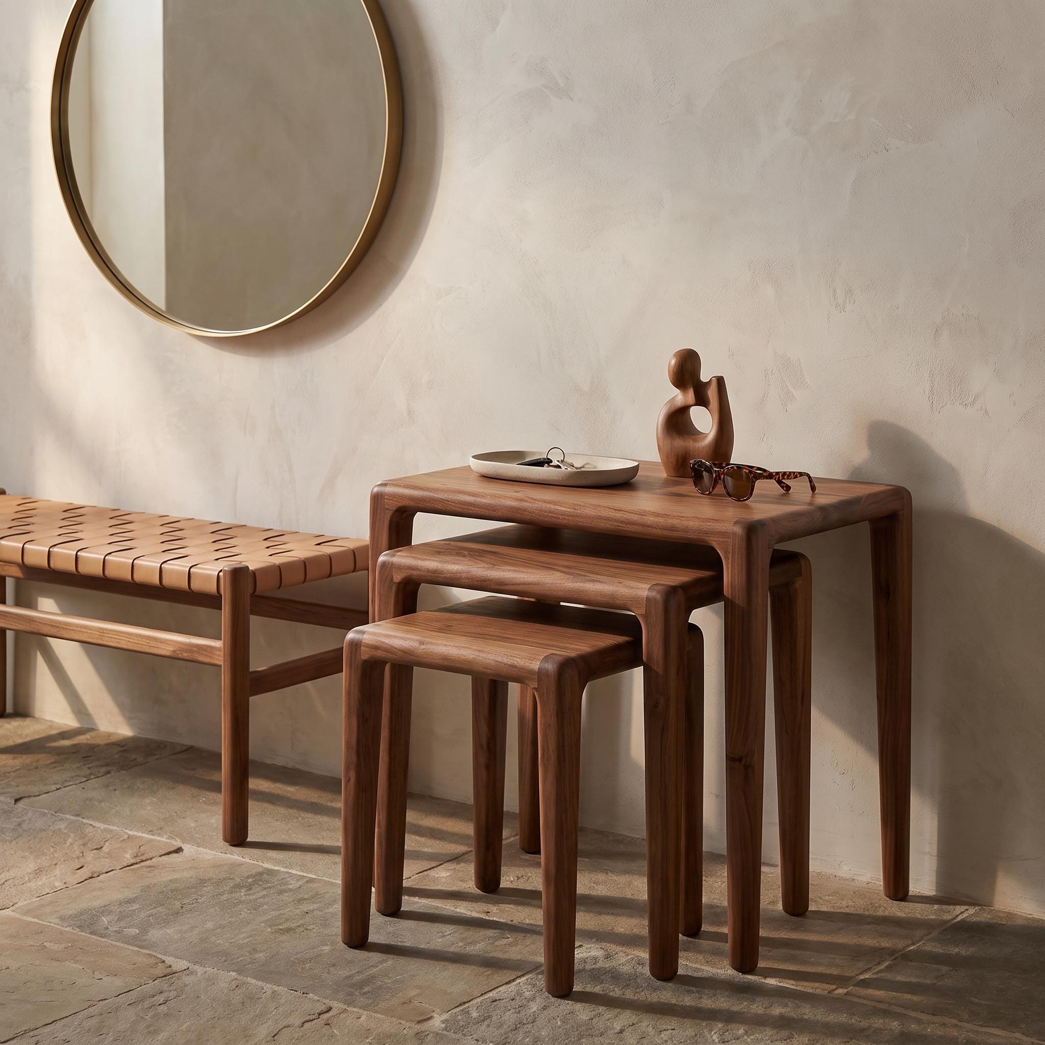 Walnut Nesting Tables | Handmade Wood Accent Set | Fully Assembled 7