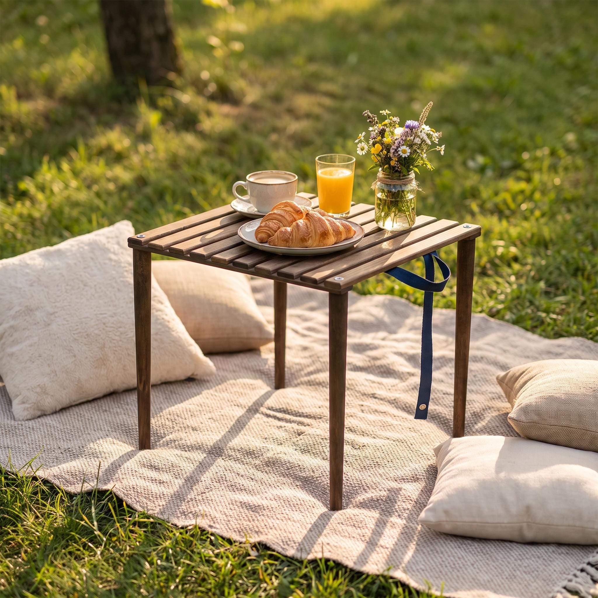 Foldable Wooden Side Table | Portable Camp Furniture | No Assembly