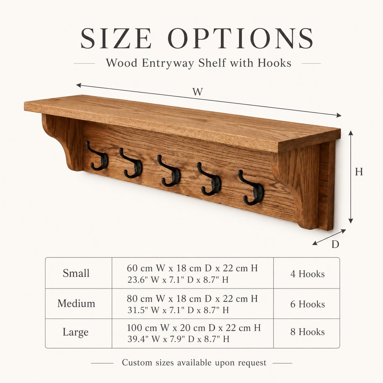 Wood Coat Rack Shelf | Entryway Wall Organizer | Rustic Key Hooks 3