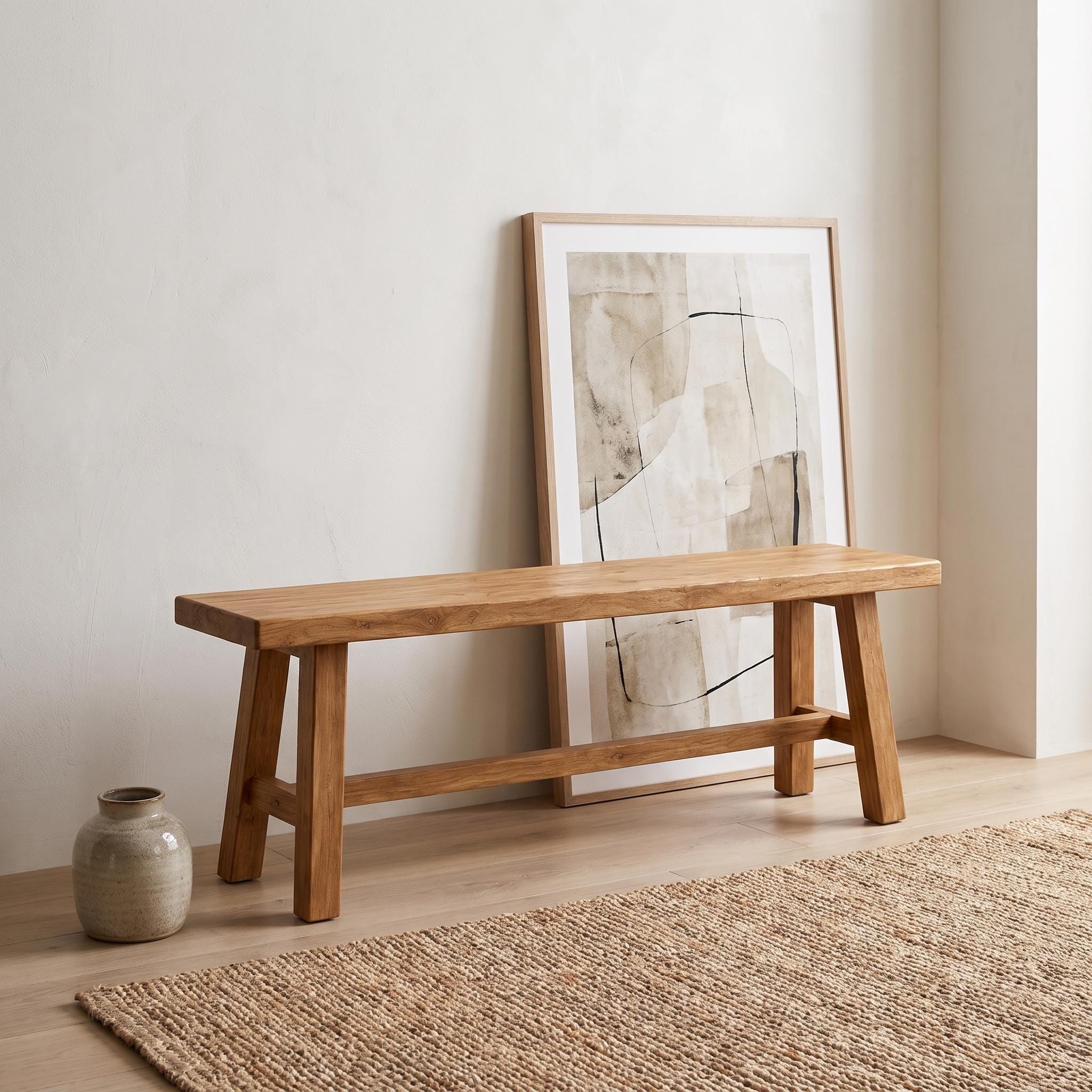 Handmade Wooden Entry Bench, Minimal Rustic Seating, Custom Size 6