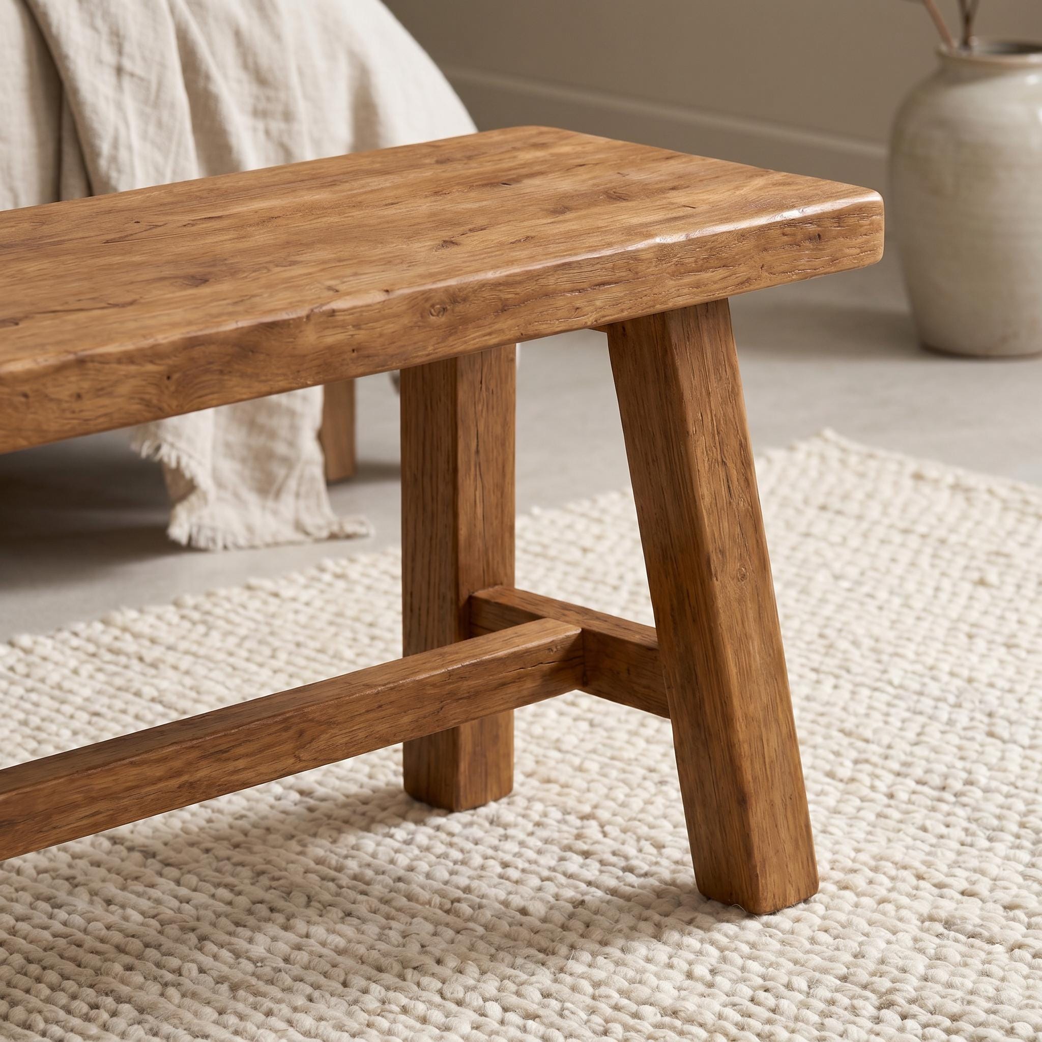 Handmade Wooden Entry Bench, Minimal Rustic Seating, Custom Size 7