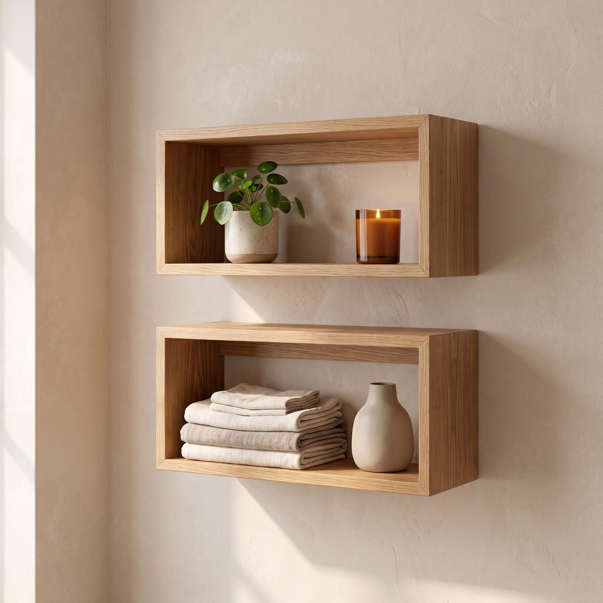Over the Toilet Storage, Set of 2 Wooden Box Shelves, Farmhouse Bathroom Wall Organizer