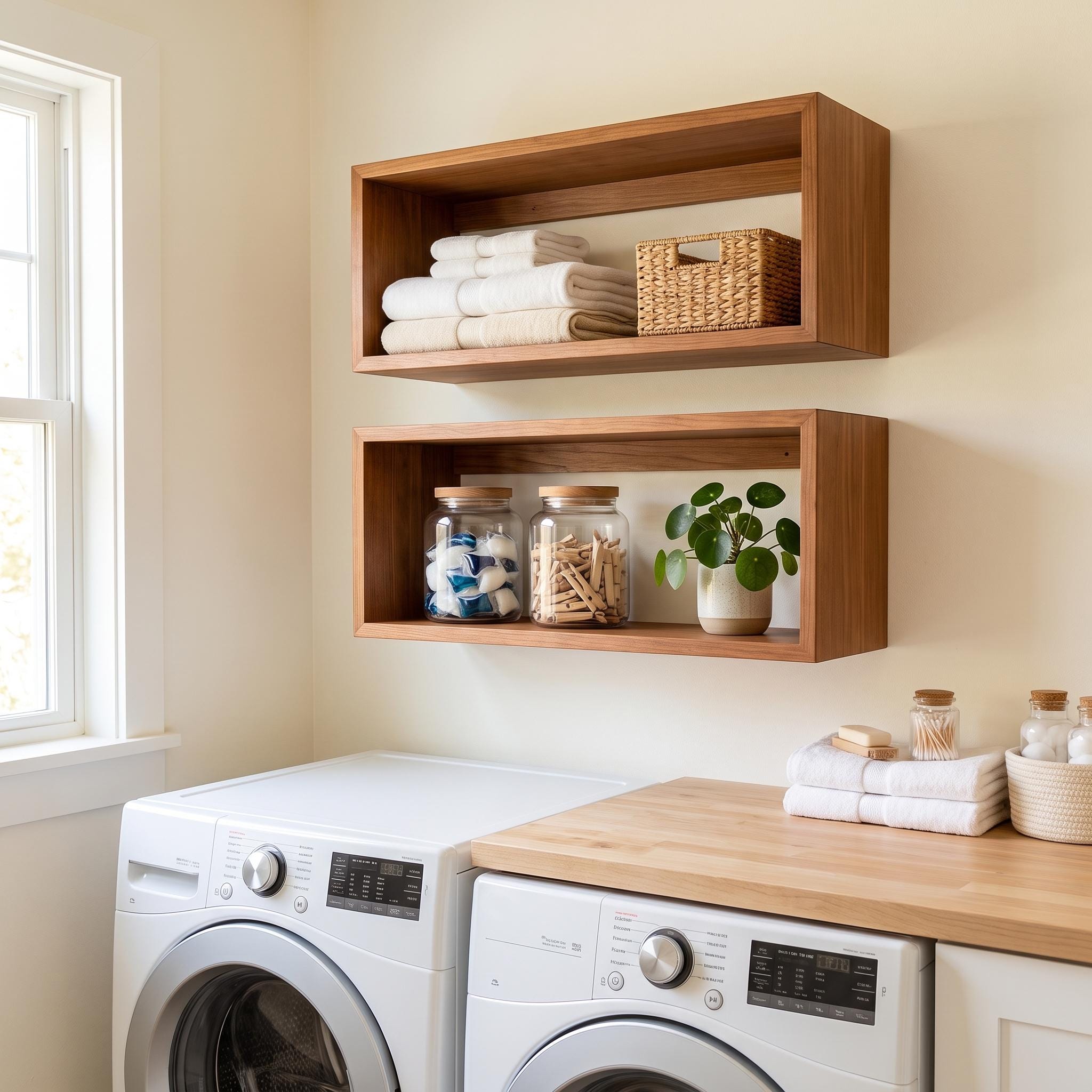 Over the Toilet Storage, Set of 2 Wooden Box Shelves, Farmhouse Bathroom Wall Organizer 8