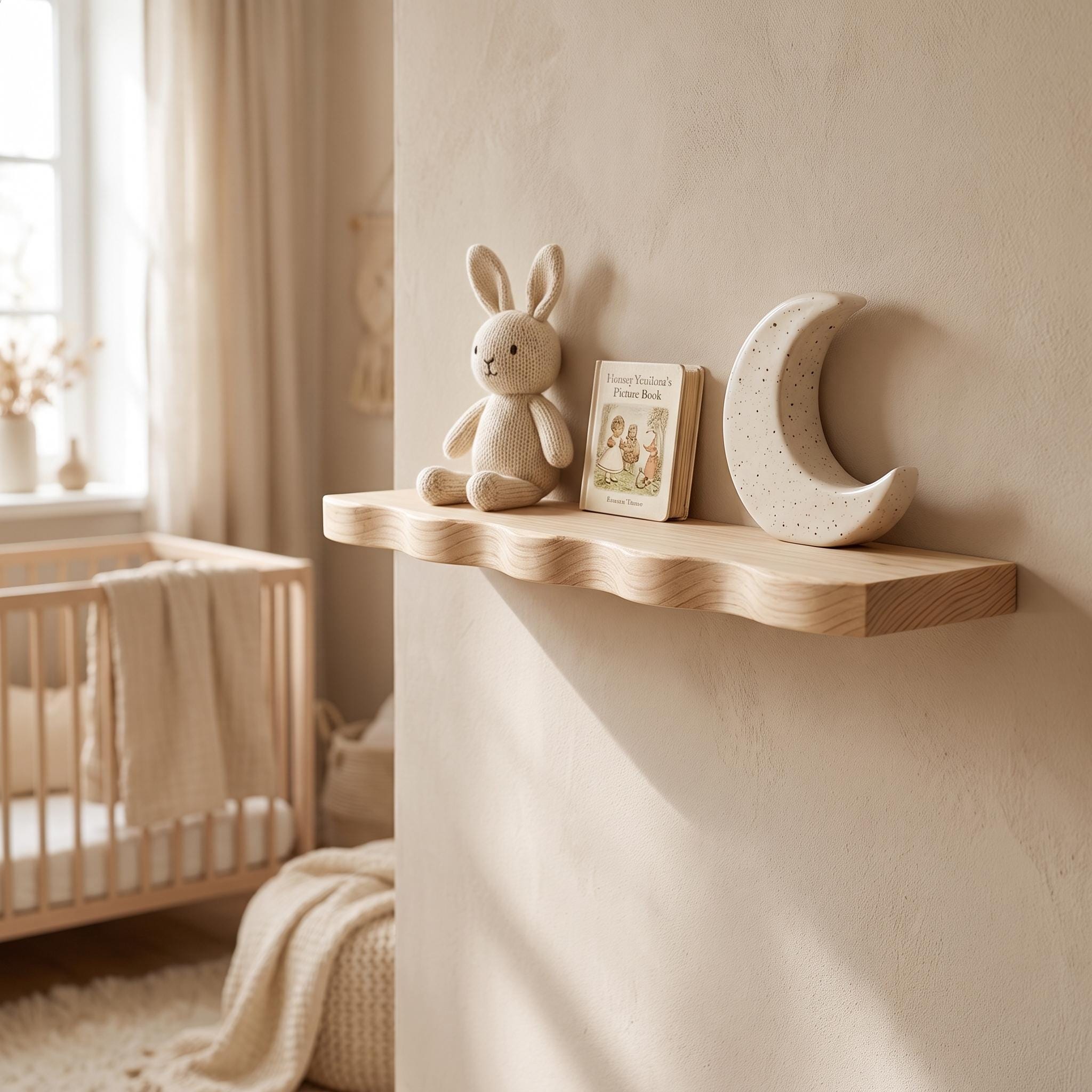 Wavy Fir Floating Shelf, Handmade Wall Decor, Natural Rustic Display