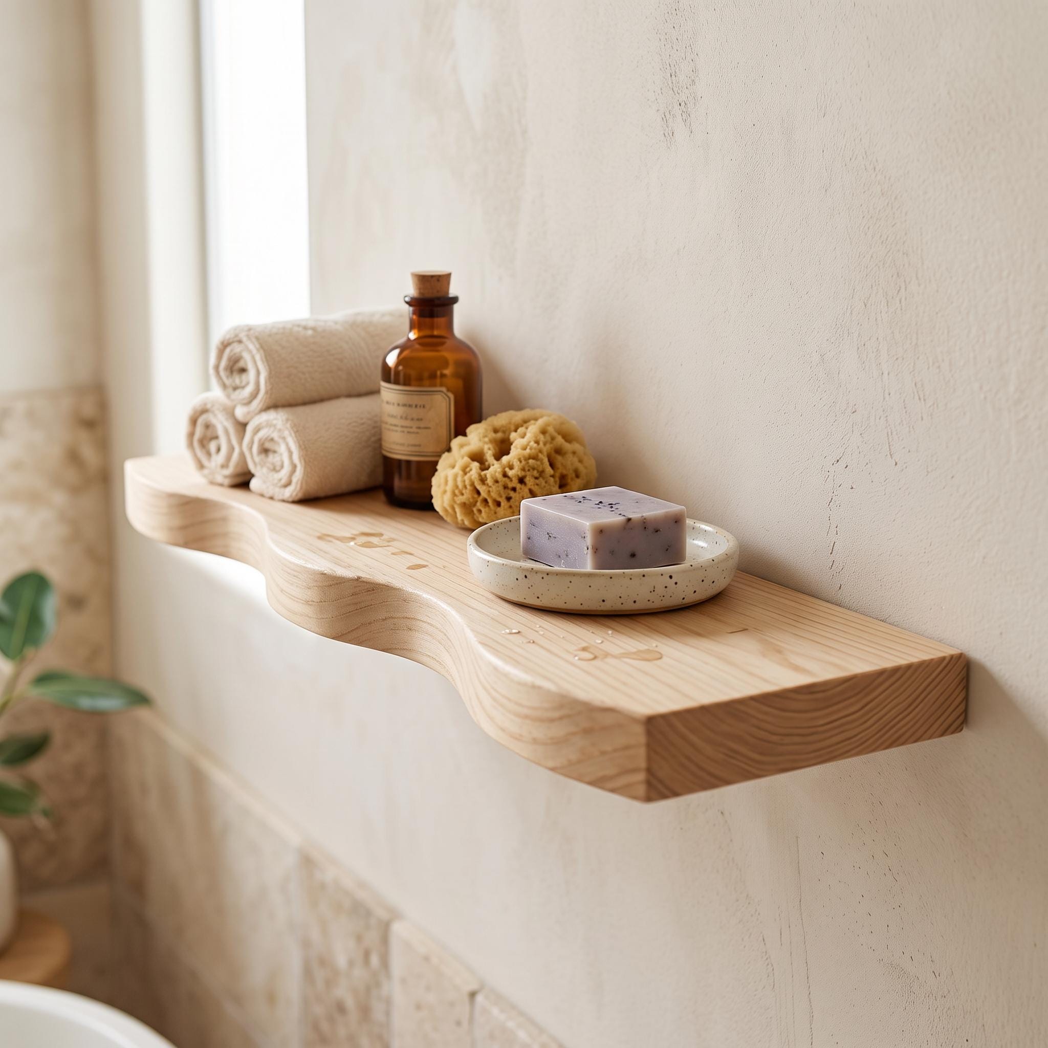 Wavy Fir Floating Shelf, Handmade Wall Decor, Natural Rustic Display 6
