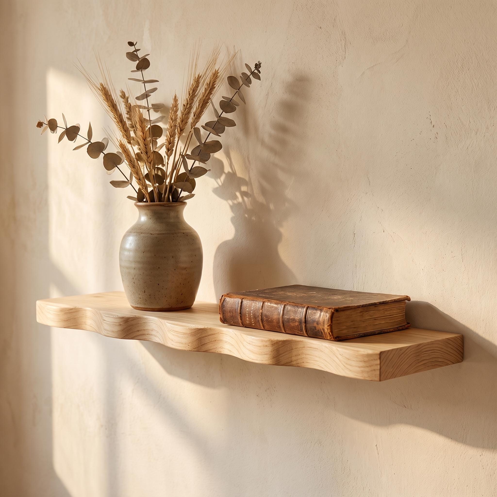 Wavy Fir Floating Shelf, Handmade Wall Decor, Natural Rustic Display 9
