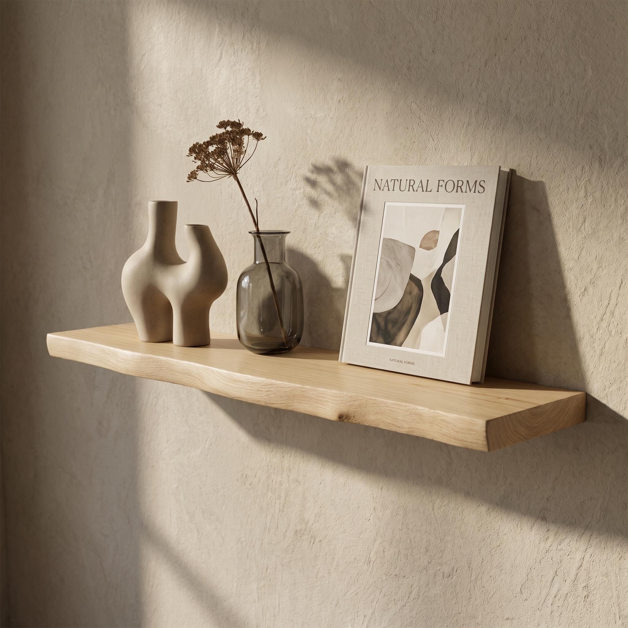 Wavy Spruce Floating Shelf, Handmade Organic Edge Wall Decor, Rustic Display Ledge