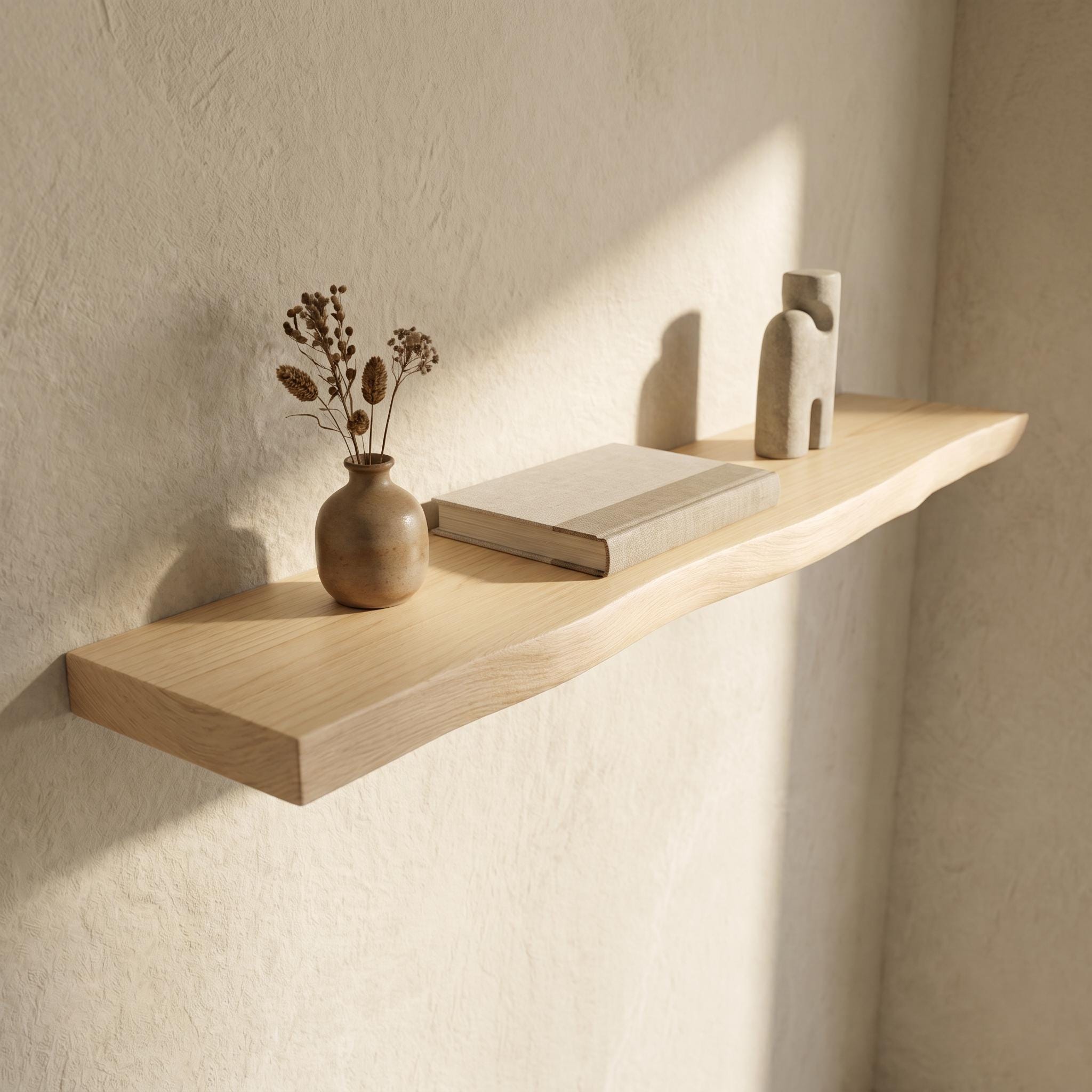 Wavy Spruce Floating Shelf, Handmade Organic Edge Wall Decor, Rustic Display Ledge 2