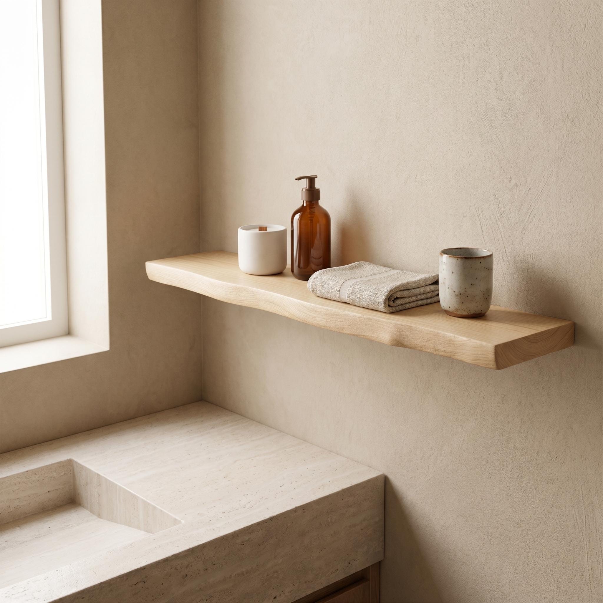 Wavy Spruce Floating Shelf, Handmade Organic Edge Wall Decor, Rustic Display Ledge 3
