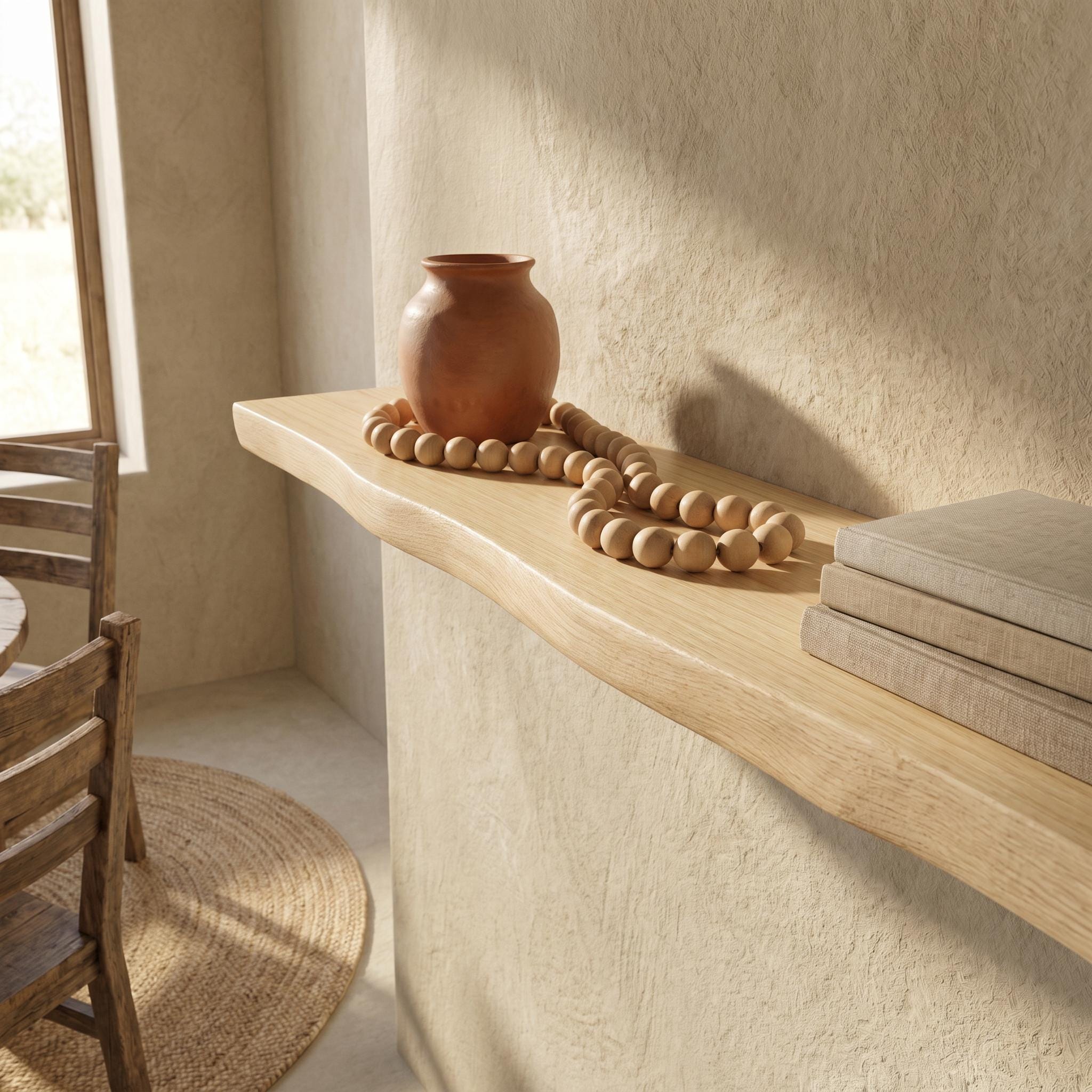 Wavy Spruce Floating Shelf, Handmade Organic Edge Wall Decor, Rustic Display Ledge 7